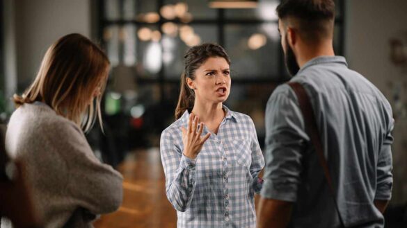 Woman shouting at a man in the office, but is it bullying?