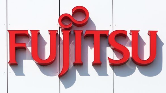 Fujitsu logo on building