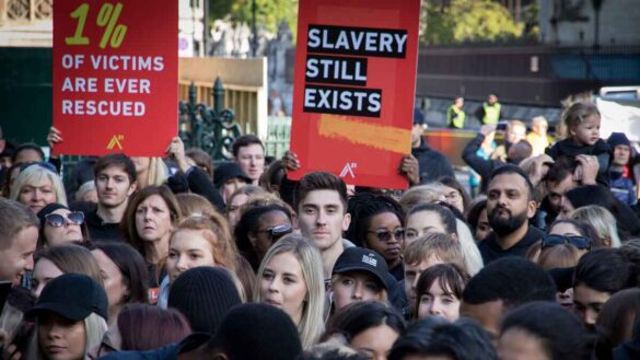 Protest against modern slavery in London