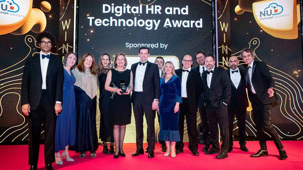 The team from Deloitte UK receive their Digital HR and Technology trophy at the Personnel Today Awards 2024