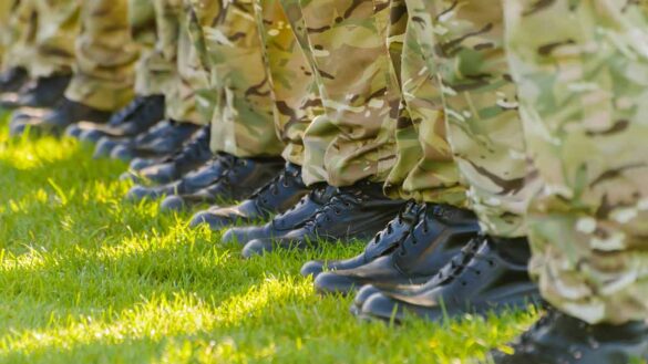 Armed Forces retention payments. Photo shows soldiers' boots.