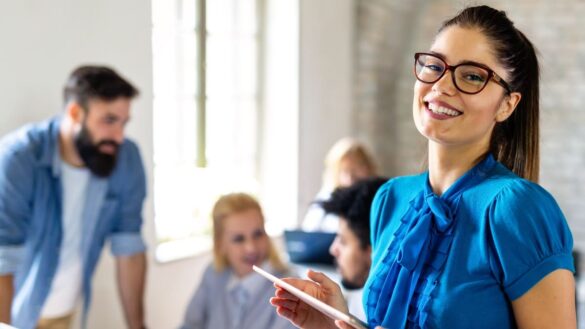 Smiling woman in office