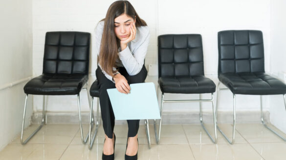 young woman waiting for job interview