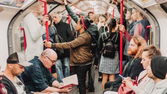 commuters on tube train